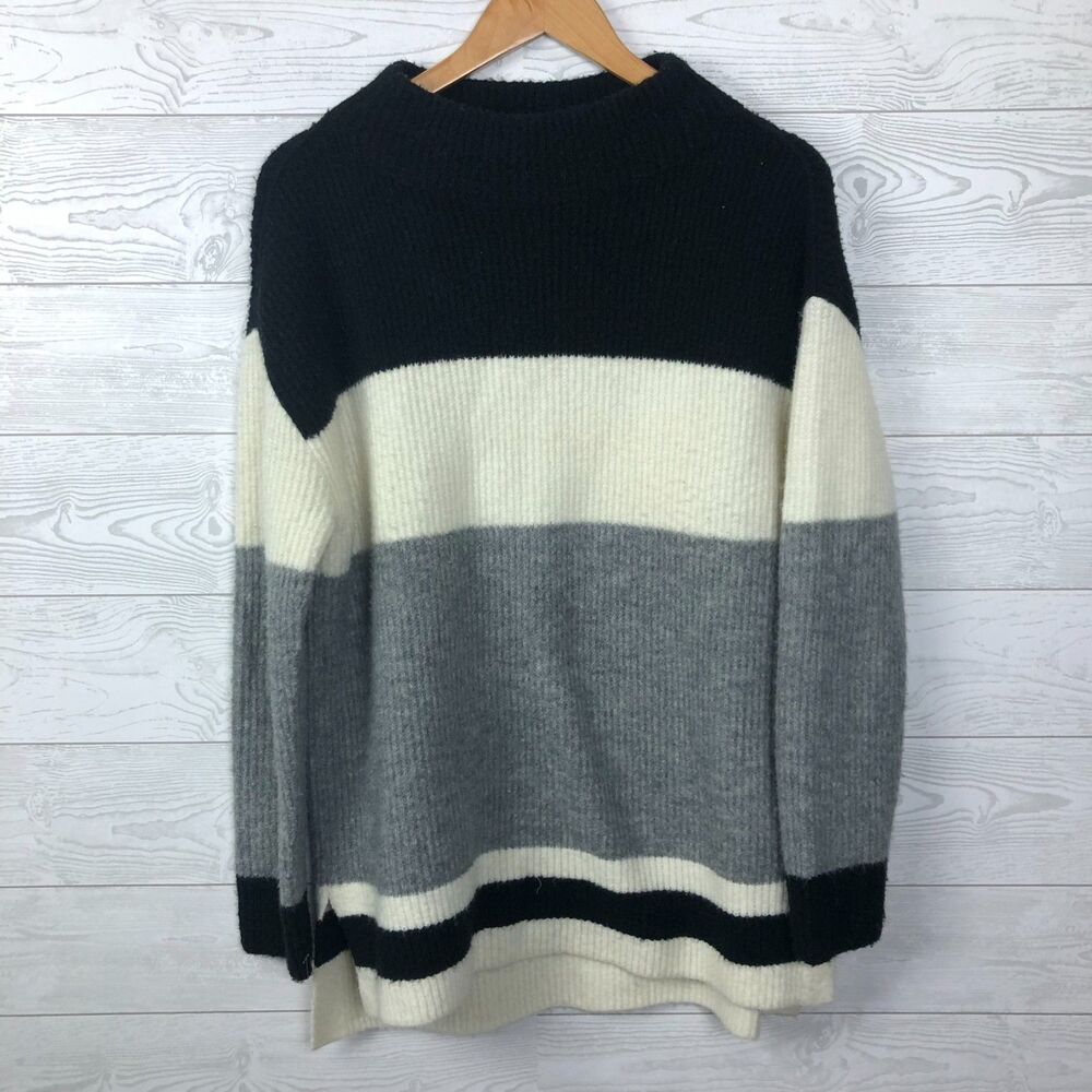 Talbot's Women's Medium Mock Neck Sweater Long Sleeve Striped Pullover